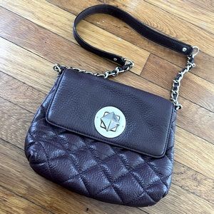 Kate Spade Quilted Leather Brown Burgundy Puse